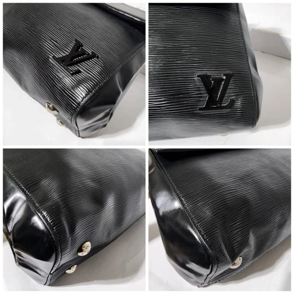Authentic LOUIS VUITTON Epi Leather Cluny Satchel Bag Black